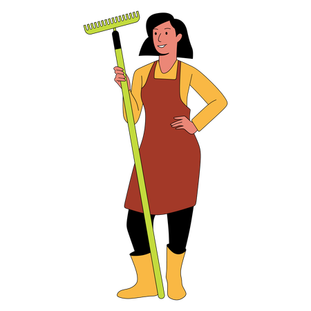 Woman holding spade  Illustration