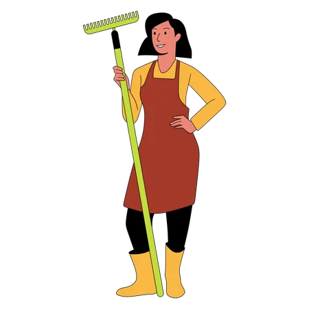 Woman holding spade  Illustration