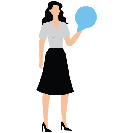 Woman holding speech bubble  Illustration