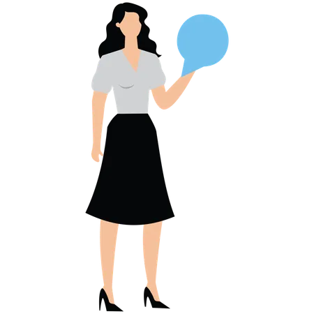 Woman holding speech bubble  Illustration