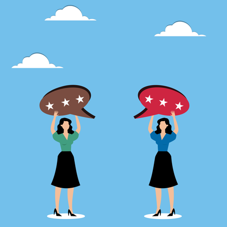 Woman holding speech bubble  Illustration