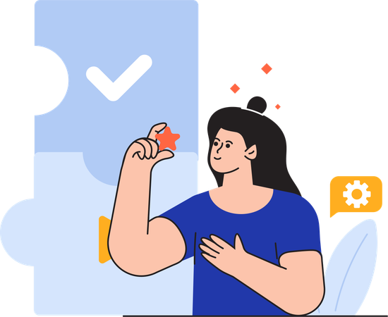 Woman Holding Star  Illustration