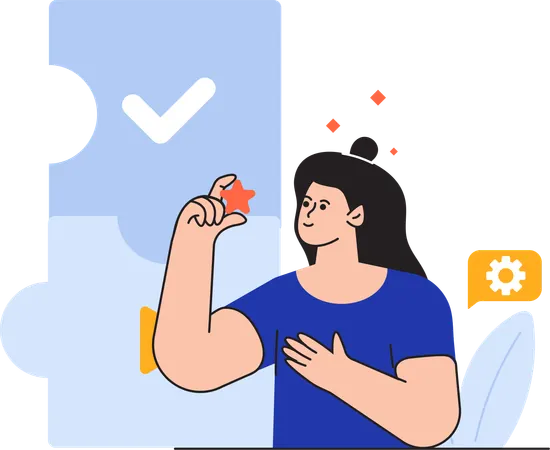 Woman Holding Star  Illustration