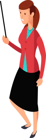 Woman Holding Stick  Illustration