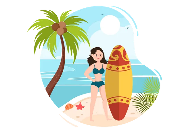 Summer Surfing Of Water Sport Activities Cartoon Illustration With Riding Ocean Wave On Surfboards Or Floating On Paddle Board In Flat Style Illustration