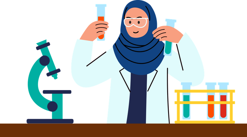 Woman holding Test Tube  Illustration