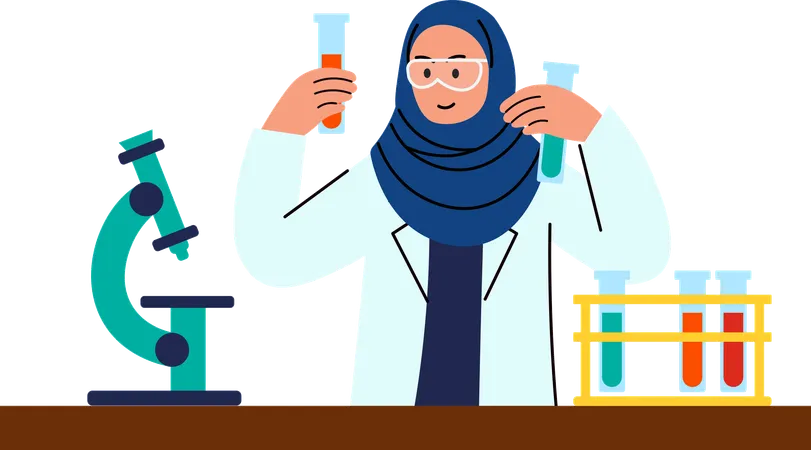 Woman holding Test Tube  Illustration