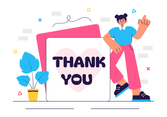 Woman holding Thank You poster  Illustration