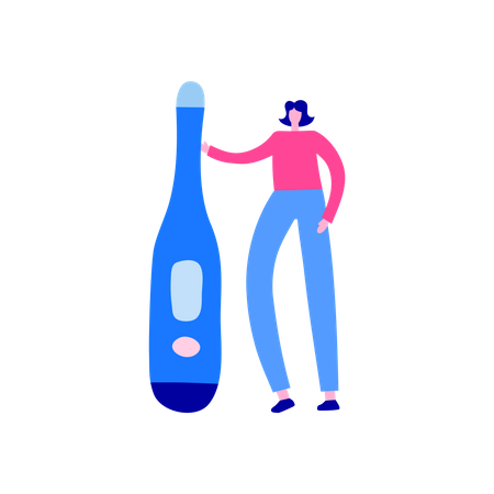 Woman holding thermometer Illustration
