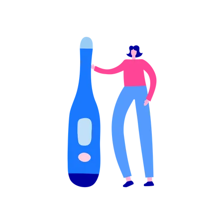 Woman holding thermometer Illustration