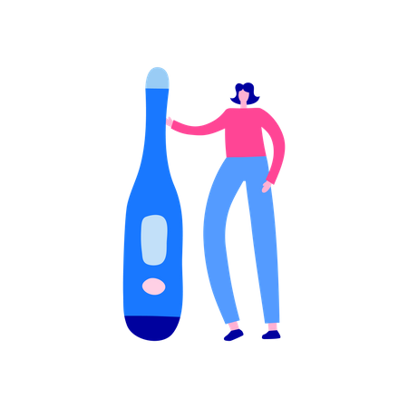 Woman holding thermometer  Illustration