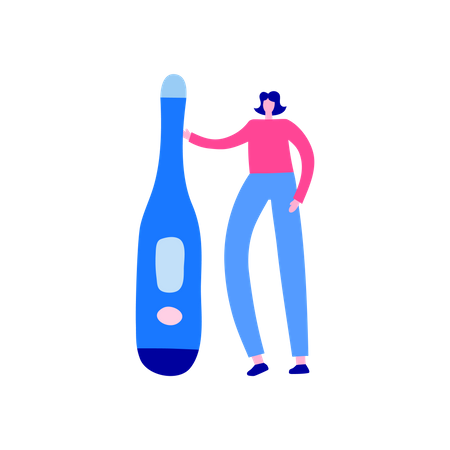 Woman holding thermometer  イラスト