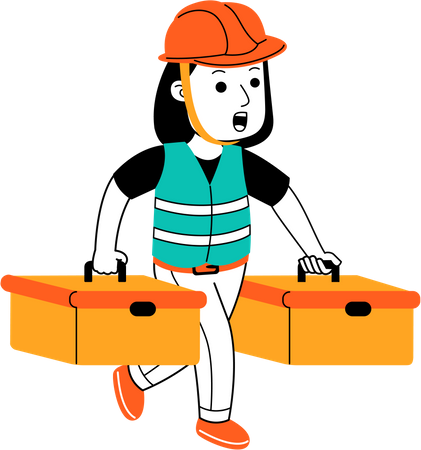 Woman holding tool box  Illustration