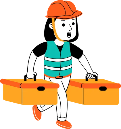 Woman holding tool box  Illustration