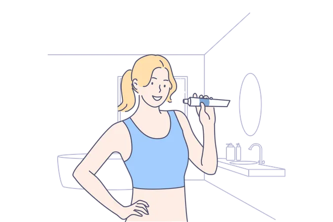 Woman holding toothpaste  Illustration