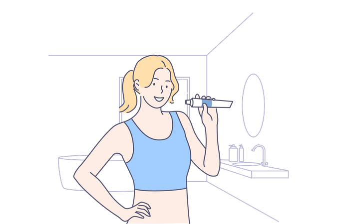 Woman holding toothpaste  Illustration