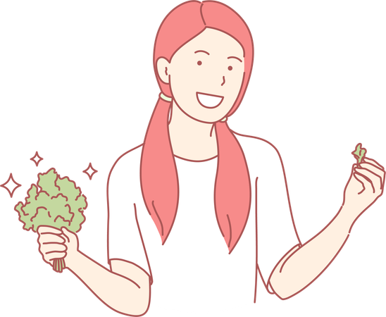 Woman holding vegetable  Illustration