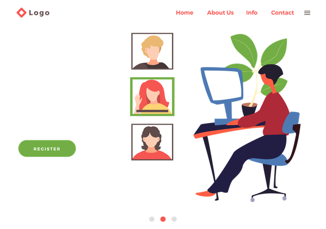 Woman holding video conference with colleagues  Illustration