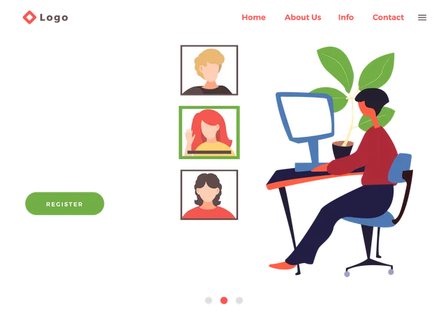 Woman holding video conference with colleagues  Illustration