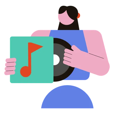 Woman holding Vinyl Record  Illustration