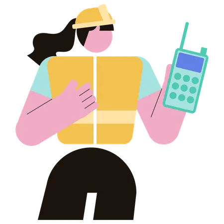 Woman holding walkie talkie  Illustration