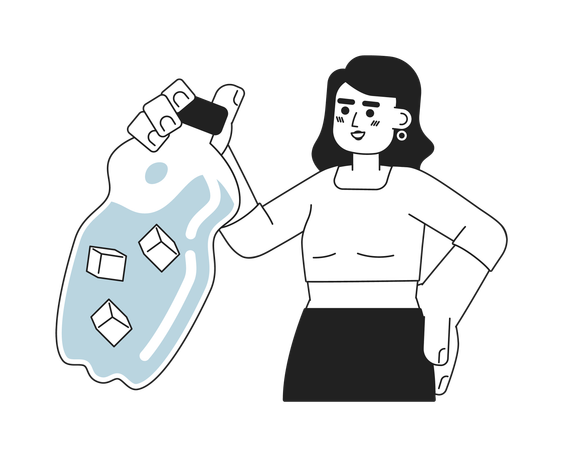 Woman holding water bottle  Illustration