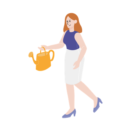 Woman holding watering can  Illustration