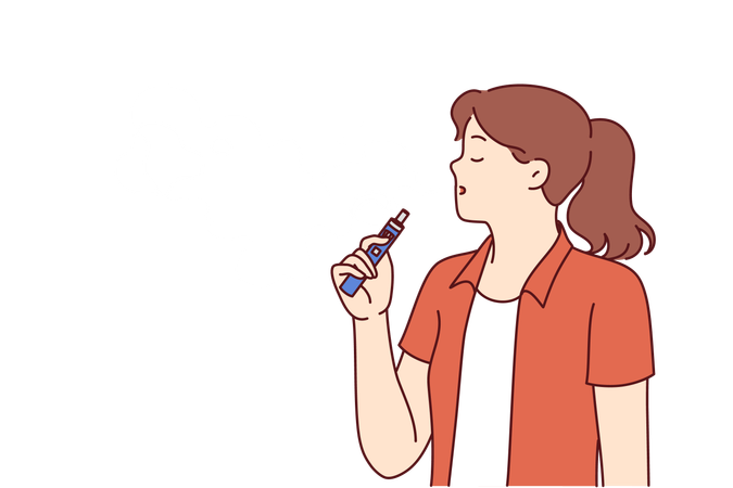 Woman holds electronic cigarette  Illustration
