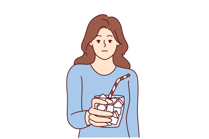 Woman holds sugar glass  Illustration