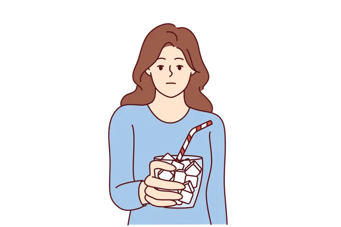 Woman holds sugar glass  Illustration