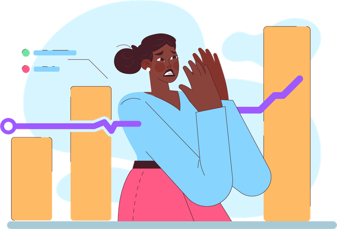 Woman hopping for profit in trading  Illustration