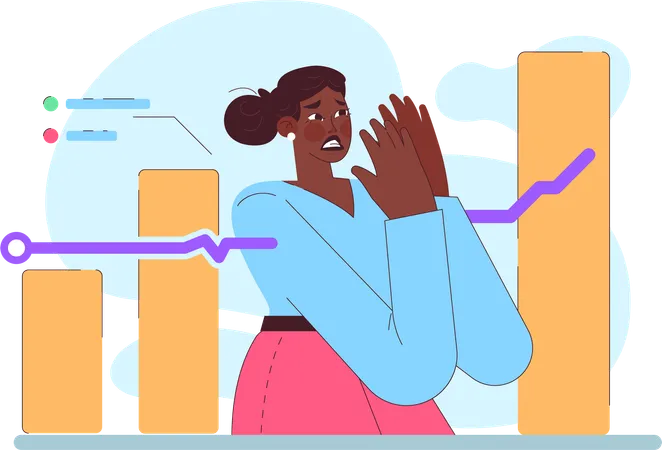 Woman hopping for profit in trading  Illustration