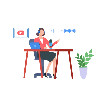 Live Streaming And Podcast Flat Illustration In This Design You Can See How Technology Connect To Each Other Each File Comes With A Project In Which You Can Easily Change Colors And More Illustration