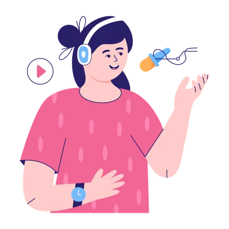 Woman Hosting Podcast  Illustration