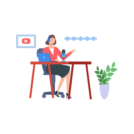 Woman Hosting Podcast  Illustration