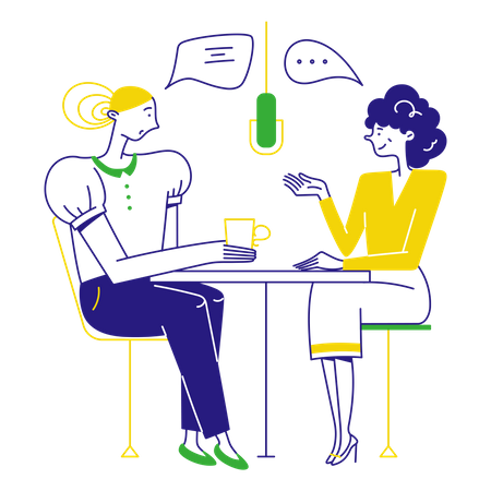 Woman hosts her own podcast show  Illustration