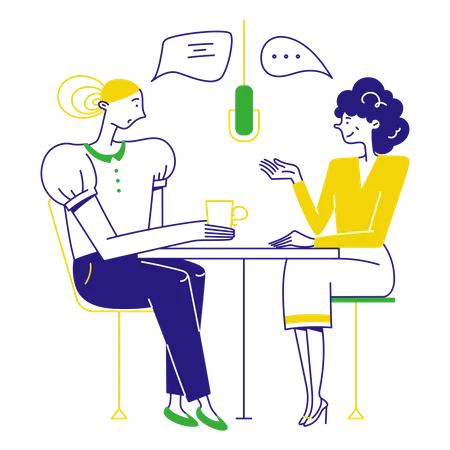 Woman hosts her own podcast show  Illustration