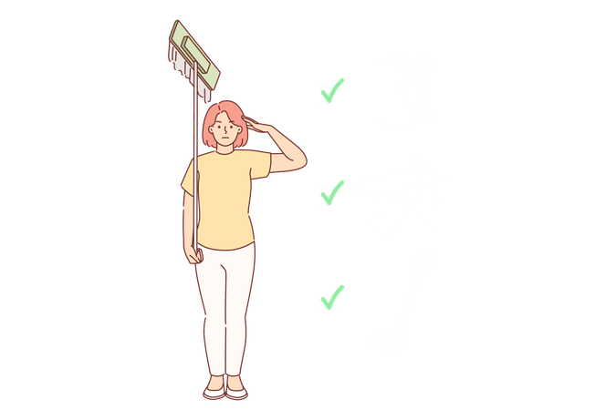 Woman housewife completed all housework  イラスト