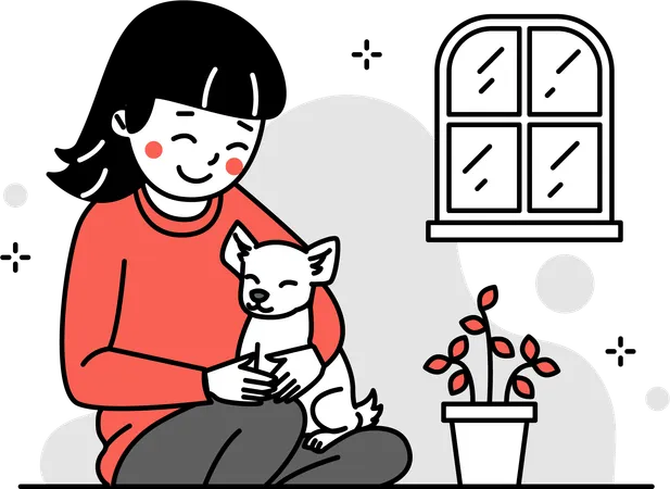 These Charming Flat Illustrations Exude A Sense Of Joy Love And The Unique Bond Between Pet Owners And Their Beloved Animal Companions Its Illustration Woman Hugging A Dog With The Visuals That Come From Being A Pet Lover We Represent Healthy Living In A Very Fun Way Illustration