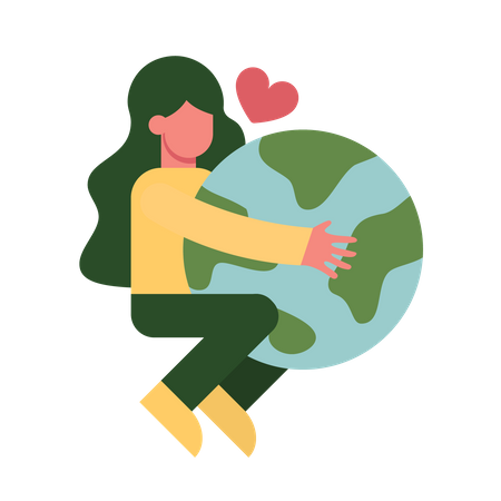 Woman hugging earth  Illustration