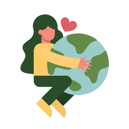 Woman hugging earth  Illustration