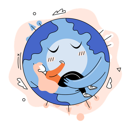 Woman hugging earth  Illustration