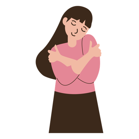Woman hugging herself  Illustration