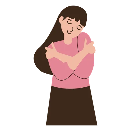 Woman hugging herself  Illustration