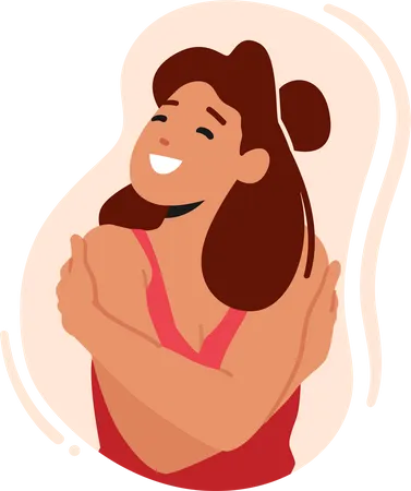 Woman Hugging Herself  Illustration