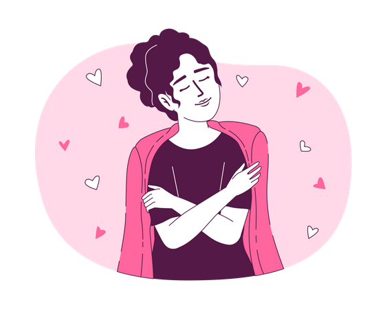 Woman hugging herself  Illustration