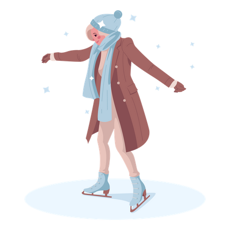 Woman ice skating Illustration