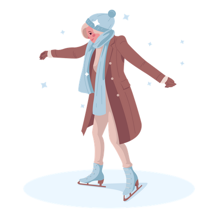 Woman ice skating  Illustration