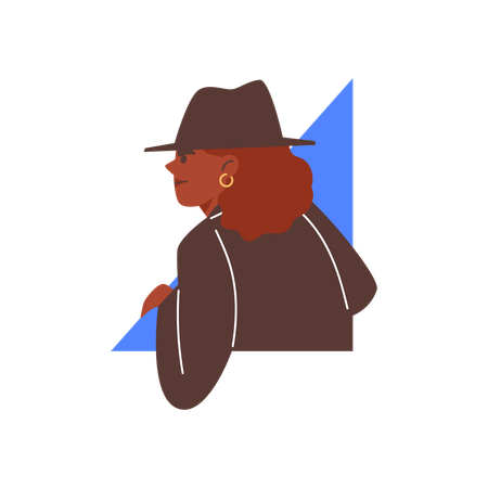 Woman in a hat peeks  Illustration