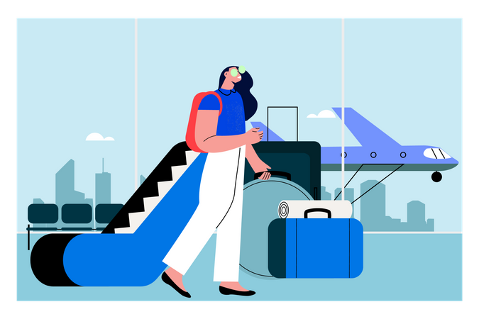 Woman in airport  Illustration